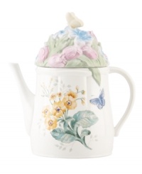 Spring is perpetually in season with the whimsical Butterfly Meadow kettle, featuring colorful blooms and butterflies on beautifully sculpted porcelain. From Lenox.