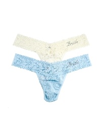 Soft stretchy low rise thong with cotton gusset and sparkling crystals that spell out Bride on the front hip. Perfect for bridal showers and gifts! Undetectable under slim gowns. Style #491041 Soft stretchy low rise thong with cotton gusset and sparkling crystals that spell out Bride on the front hip. Perfect for bridal showers and gifts! Undetectable under slim gowns. Style #491041