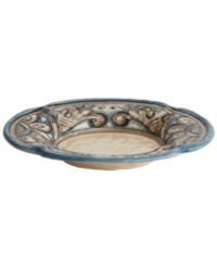 Truly one of a kind, this handcrafted Rosone bowl for soup and pasta evokes the old country with its rustic form and watercolor floral design. Complements the Arte Italica dinnerware collection. Truly one of a kind, this handcrafted Rosone bowl for soup and pasta evokes the old country with its rustic form and watercolor floral design. Complements the Arte Italica dinnerware collection.