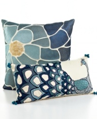 Bedding in Bloom! An embroidered flower adorns this bar III™ Nara decorative pillow, transforming your bed into a garden oasis. Bedding in Bloom! An embroidered flower adorns this bar III™ Nara decorative pillow, transforming your bed into a garden oasis.