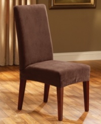 In a soft, waffle-weave textured knit the Stretch Pique slipcover stretches up to 40% to conform to your dining room chair. Memory stretch fabric and all-around elastic provide a clean, sleek look that stays put. In a soft, waffle-weave textured knit the Stretch Pique slipcover stretches up to 40% to conform to your dining room chair. Memory stretch fabric and all-around elastic provide a clean, sleek look that stays put.
