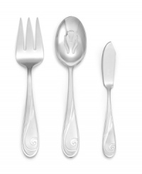 Teardrop handles graced with the fanciful swirls of Platinum Wave dinnerware make this coordinating flatware set elegant on its own but a must for put-together place settings. From Yamazaki. Teardrop handles graced with the fanciful swirls of Platinum Wave dinnerware make this coordinating flatware set elegant on its own but a must for put-together place settings. From Yamazaki.