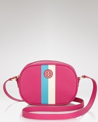 Master this season's mini bag trend with this boldly blocked style from Tory Burch. It's small silhouette is ideal for the essentials - carry it to make a small scale statement. Master this season's mini bag trend with this boldly blocked style from Tory Burch. It's small silhouette is ideal for the essentials - carry it to make a small scale statement.