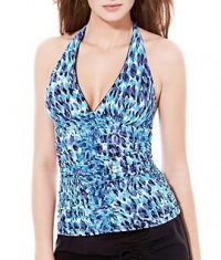 Profile by Gottex Pepita Halter Tankini Top - Blue Multi - 12 Profile by Gottex Pepita Halter Tankini Top - Blue Multi - 12