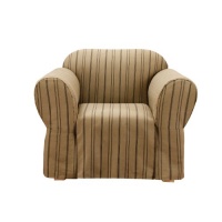 Sure Fit Colton Stripe 1-Piece Chair Slipcover, No Ties, Cocoa Sure Fit Colton Stripe 1-Piece Chair Slipcover, No Ties, Cocoa