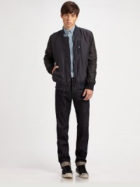 In a classic straight-leg fit, this wardrobe essential is refreshingly modern in a rich, dark rinse.Five pocketInseam, about 34CottonMachine washImported In a classic straight-leg fit, this wardrobe essential is refreshingly modern in a rich, dark rinse.Five pocketInseam, about 34CottonMachine washImported