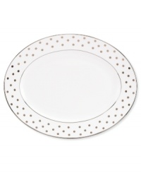 Pave your table in polka dots for fine dining without the formality. From kate spade new york dinnerware, the Larabee Road platter features luxe bone china with platinum accents that combine easy elegance and irresistible whimsy. Pave your table in polka dots for fine dining without the formality. From kate spade new york dinnerware, the Larabee Road platter features luxe bone china with platinum accents that combine easy elegance and irresistible whimsy.