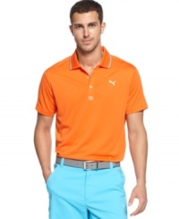 Stay on your game in this Puma golf polo shirt featuring moisture-management technology. Stay on your game in this Puma golf polo shirt featuring moisture-management technology.