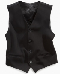 Add a bold layer to his suited-up look with this vest from Calvin Klein with extra stretch for all day comfort. Add a bold layer to his suited-up look with this vest from Calvin Klein with extra stretch for all day comfort.