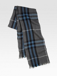 Ultra soft and ultra luxurious, this crinkled scarf is complemented by a signature Burberry check pattern.55% extra fine merino wool/45% cashmereAbout 17 X 78Dry cleanImported Ultra soft and ultra luxurious, this crinkled scarf is complemented by a signature Burberry check pattern.55% extra fine merino wool/45% cashmereAbout 17 X 78Dry cleanImported