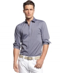 Get an edge on downtown style with this hip button front shirt from INC International Concepts. Get an edge on downtown style with this hip button front shirt from INC International Concepts.