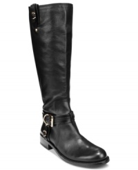 Get the tailored look that you've been looking for. Vince Camuto's Kabo tall riding boots feature shiny buckle details around the ankle and top of the shaft. Get the tailored look that you've been looking for. Vince Camuto's Kabo tall riding boots feature shiny buckle details around the ankle and top of the shaft.