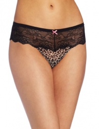 Betsey Johnson Women's Stretch Mesh and Lace Low Rise Thong, Layla Leopard Skinny Dip, Large Betsey Johnson Women's Stretch Mesh and Lace Low Rise Thong, Layla Leopard Skinny Dip, Large