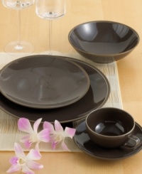 Rich chocolate hues and a dashing coupe shape give this place settings collection from Calvin Klein undeniably chic style. Tonal Edge dinnerware features lush brown glaze over fine porcelain with a matte bisque rim to create a duality of color. Rich chocolate hues and a dashing coupe shape give this place settings collection from Calvin Klein undeniably chic style. Tonal Edge dinnerware features lush brown glaze over fine porcelain with a matte bisque rim to create a duality of color.