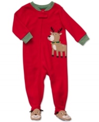 He'll have many warm and cozy nights to dream of holiday surprises in this footed coverall from Carter's. He'll have many warm and cozy nights to dream of holiday surprises in this footed coverall from Carter's.