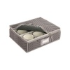 China Cup Storage Chest - Deluxe Quilted Microfiber (Light Gray) (13H x 15.5W x 5D)