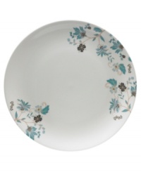 Flower power. Featuring delicate blooms on ultra-durable porcelain, Denby's Veronica round platter presents the main course with smart style. Teal, blue and charcoal florals add classic appeal to a modern coupe shape. Flower power. Featuring delicate blooms on ultra-durable porcelain, Denby's Veronica round platter presents the main course with smart style. Teal, blue and charcoal florals add classic appeal to a modern coupe shape.