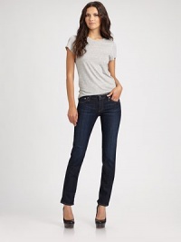 Slim, straight-leg denim in a chic, slightly cropped silhouette. THE FITMedium rise, about 7Inseam, about 30Leg opening, about 12THE DETAILSZip flyFive-pocket style70% cotton/28% Lyocell/2% polyurethaneMachine washMade in USA of imported fabricModel shown is 5'11 (178cm) wearing US size 4. Slim, straight-leg denim in a chic, slightly cropped silhouette. THE FITMedium rise, about 7Inseam, about 30Leg opening, about 12THE DETAILSZip flyFive-pocket style70% cotton/28% Lyocell/2% polyurethaneMachine washMade in USA of imported fabricModel shown is 5'11 (178cm) wearing US size 4.