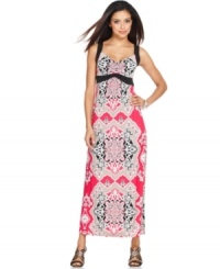 Go for bold with Style&co.'s petite maxi dress. The stretch jersey fabric gives it a lightweight feel -- and makes it easy for packing, too! Go for bold with Style&co.'s petite maxi dress. The stretch jersey fabric gives it a lightweight feel -- and makes it easy for packing, too!