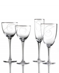 Combining a luxe platinum edge and fanciful swirls in fine crystal, the Platinum Wave flute from Noritake styles formal tables with refreshing elegance. Combining a luxe platinum edge and fanciful swirls in fine crystal, the Platinum Wave flute from Noritake styles formal tables with refreshing elegance.