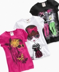Put a fun, decorative bow on the graphics of these Belle du Jour tees and give her the perfect look for hanging out. (Clearance) Put a fun, decorative bow on the graphics of these Belle du Jour tees and give her the perfect look for hanging out. (Clearance)