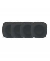 This chic black set of four mini plates are perfect side plates for all kinds of occasions. Mix and match this simple, versatile stoneware with the other shades of Colorwave dinnerware for a unique table setting in your favorite hues. This chic black set of four mini plates are perfect side plates for all kinds of occasions. Mix and match this simple, versatile stoneware with the other shades of Colorwave dinnerware for a unique table setting in your favorite hues.