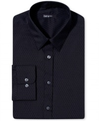 A delicate print adds a stylish impact on this tailored dress shirt by Bar III. A delicate print adds a stylish impact on this tailored dress shirt by Bar III.