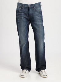 A more relaxed version from the classic straight-leg, this fit is roomier through the hip and thigh, and crafted in a rigid Italian denim which has great versatility and a masculine feel.Five-pocket styleZip flyInseam, about 34CottonMachine washMade in USA of Imported fabric A more relaxed version from the classic straight-leg, this fit is roomier through the hip and thigh, and crafted in a rigid Italian denim which has great versatility and a masculine feel.Five-pocket styleZip flyInseam, about 34CottonMachine washMade in USA of Imported fabric