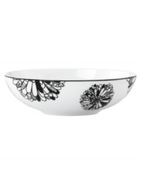 Featuring graphic, kaleidoscope-inspired designs in the timeless shades of black and white, the Dogwood Point fruit bowl lends fresh sophistication to any table. Featuring graphic, kaleidoscope-inspired designs in the timeless shades of black and white, the Dogwood Point fruit bowl lends fresh sophistication to any table.