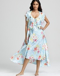 Fierce and feminine collide in this animal and floral print robe from Oscar de la Renta Pink Label. Fierce and feminine collide in this animal and floral print robe from Oscar de la Renta Pink Label.