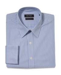 In a crisp, subtle pattern, this dress shirt from Nautica instantly updates your work-day style. In a crisp, subtle pattern, this dress shirt from Nautica instantly updates your work-day style.