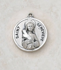 Sterling Silver Patron Saint Genevieve Medal Catholic Pendant Necklace Jewelry Sterling Silver Patron Saint Genevieve Medal Catholic Pendant Necklace Jewelry