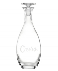 Share a bottle of wine with the simply beautiful Ours decanter from kate spade new york. Luminous crystal is elegantly etched to complement Two of a Kind drinkware. Cute for newlyweds! Share a bottle of wine with the simply beautiful Ours decanter from kate spade new york. Luminous crystal is elegantly etched to complement Two of a Kind drinkware. Cute for newlyweds!