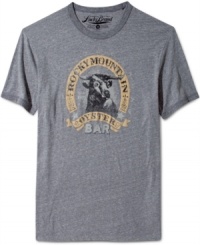 Lucky Brand celebrates the down-home funk of the Rocky Mountain Oyster Bar in a T-shirt emblazoned with a bull's head graphic. Lucky Brand celebrates the down-home funk of the Rocky Mountain Oyster Bar in a T-shirt emblazoned with a bull's head graphic.