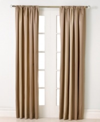 Allover luxury with a hint of opulence, the Wide Stripe Bronze window panel from Hotel Collection sets a tone of sophistication with a wide stripe design in warm neutral tones. Allover luxury with a hint of opulence, the Wide Stripe Bronze window panel from Hotel Collection sets a tone of sophistication with a wide stripe design in warm neutral tones.