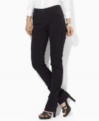 Lauren by Ralph Lauren's utilitarian cargo pant is updated for the modern woman, crafted in sleek stretch twill with a slim leg. Lauren by Ralph Lauren's utilitarian cargo pant is updated for the modern woman, crafted in sleek stretch twill with a slim leg.