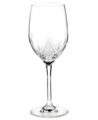 With a fluid elegance and bold geometric cuts, the white wine glass from the Khloe crystal stemware collection brings modern allure to any dining occasion. In fine Marquis by Waterford crystal for lasting brilliance. With a fluid elegance and bold geometric cuts, the white wine glass from the Khloe crystal stemware collection brings modern allure to any dining occasion. In fine Marquis by Waterford crystal for lasting brilliance.