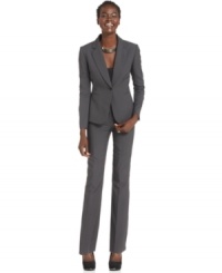 Make your move up the corporate ladder in Tahari by ASL's petite pantsuit. Menswear-inspired pinstriped fabric looks fresh when combined with a feminine, fitted silhouette. Make your move up the corporate ladder in Tahari by ASL's petite pantsuit. Menswear-inspired pinstriped fabric looks fresh when combined with a feminine, fitted silhouette.