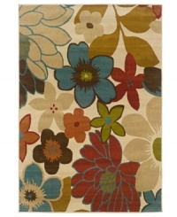 Sink your toes into a vibrant floral garden with splashes of green, blue, orange and red. This lively area rug from Sphinx is woven from plush polypropylene for superior stain resistance and durability, this is the rug you want for those high-traffic areas in your home. Sink your toes into a vibrant floral garden with splashes of green, blue, orange and red. This lively area rug from Sphinx is woven from plush polypropylene for superior stain resistance and durability, this is the rug you want for those high-traffic areas in your home.