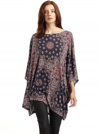 THE LOOKBateau necklinePullover styleCape style dolman sleeves Paisley printAsymmetrical hemTHE FITAbout 34 from shoulder to longest point of hemTHE MATERIALModalCARE & ORIGINMachine washImported THE LOOKBateau necklinePullover styleCape style dolman sleeves Paisley printAsymmetrical hemTHE FITAbout 34 from shoulder to longest point of hemTHE MATERIALModalCARE & ORIGINMachine washImported