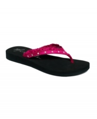 Bring on the glam! Satin ruffles and rhinestone accents make the Fluff flip flops by Marc Fisher the ultimate in flirty fashion. Available exclusively at Macy's. Bring on the glam! Satin ruffles and rhinestone accents make the Fluff flip flops by Marc Fisher the ultimate in flirty fashion. Available exclusively at Macy's.