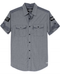 Take your work home with you. This workshirt from Ecko Unltd is a 9-to-5 and beyond staple. Take your work home with you. This workshirt from Ecko Unltd is a 9-to-5 and beyond staple.