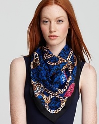 Charmed? We're sure you will be by Juicy Couture's take on a classic silk scarf design, featuring a fun charm bracelet motif. Charmed? We're sure you will be by Juicy Couture's take on a classic silk scarf design, featuring a fun charm bracelet motif.