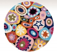 Momeni Flowerburst Rug, Multi, 5' x 5' Round Momeni Flowerburst Rug, Multi, 5' x 5' Round