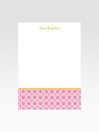 Beautiful stationery sets just the right tone in heavyweight, textured paper with a basket-woven pattern. Set of 25 notes/envelopes Perfect gift for the office or home Includes matching envelopes 5 X 7 Made in USAFOR PERSONALIZATION Select a quantity, then scroll down and click on PERSONALIZE & ADD TO BAG to choose and preview your personalization options. Please allow 2 weeks for delivery.