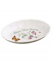 There's no better place to feel sentimental than at the table with this Butterfly Meadow tray. With the words Bless This Home and a whimsical springtime motif, it serves as a beautiful message and housewarming gift for friends and family. From Lenox's collection of serveware and serving dishes. There's no better place to feel sentimental than at the table with this Butterfly Meadow tray. With the words Bless This Home and a whimsical springtime motif, it serves as a beautiful message and housewarming gift for friends and family. From Lenox's collection of serveware and serving dishes.