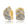 Bling Jewelry 2 Tone Braided Cable Woven Half Hoop Clip On Earrings Gold Plated