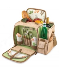 Take it outside. Fully insulated and designed to carry wine bottles, an extravagant outdoor feast and handsome service for two, the Malibu Botanica picnic basket is a must for the beach, park or ball game. Take it outside. Fully insulated and designed to carry wine bottles, an extravagant outdoor feast and handsome service for two, the Malibu Botanica picnic basket is a must for the beach, park or ball game.