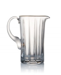 Handcrafted in premium Rogaska crystal, the Elmsford water pitcher embodies the luxe sophistication of Trump Home. Delicate cuts and a touch of gold add elegant flair to formal entertaining. Handcrafted in premium Rogaska crystal, the Elmsford water pitcher embodies the luxe sophistication of Trump Home. Delicate cuts and a touch of gold add elegant flair to formal entertaining.