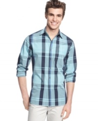 Are you a plaid man? Prove it in this slim-fit shirt from Alfani RED. (Clearance)